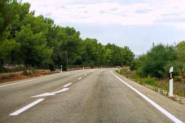 Yaz aylarında boş asfalt yol.