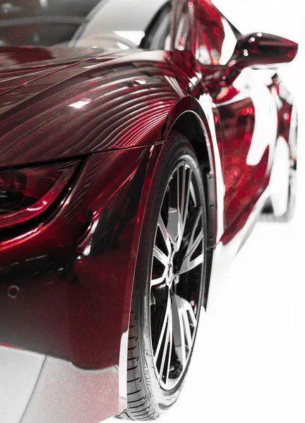 Part of red sports car model on white. — Stock Photo, Image