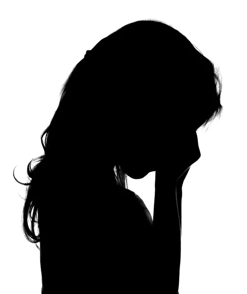 Silhouette of crying little girl. — Stock Photo, Image