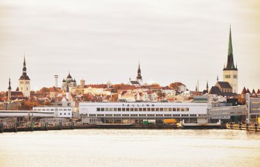 Eski şehir gemiden görüntüleyin. Estonya, Tallinn.