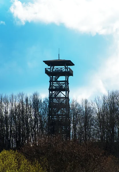 Torre de observación de madera en el bosque . —  Fotos de Stock