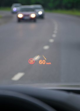 Araba Hud. Modern araba Head-up display.
