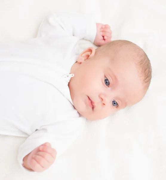 Cute little baby on the bed. — Stock Photo, Image