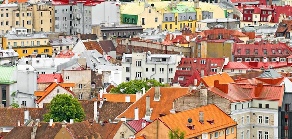 Casas con techos rojos y anaranjados en Tallin . — Foto de Stock