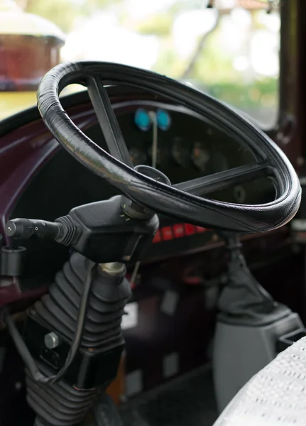 Leather steering wheel in the car. — Stock Photo, Image