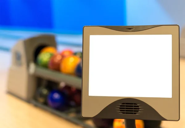 Blank score monitor in bowling club. Place for your text. — Stock Photo, Image