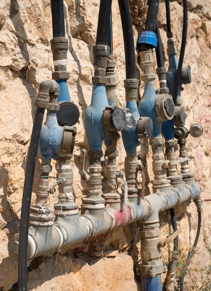 Water meter systeem op de straat. — Stockfoto