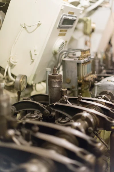 Old diesel engine inside of submarine. — Stock Photo, Image