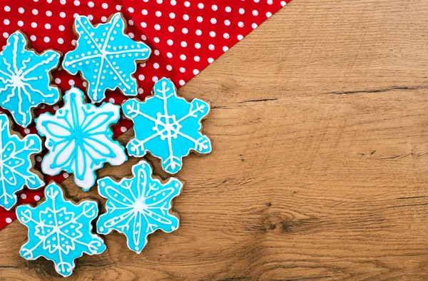 Snowflake shaped cookies. Place for your text. — Stock Photo, Image