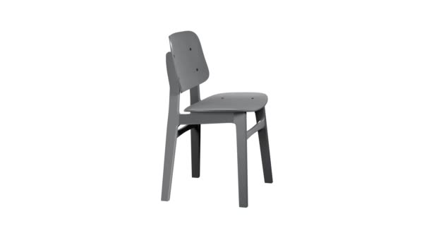 Animação circular de cadeira cinza de madeira no fundo branco. Turntable looping 3d render — Vídeo de Stock