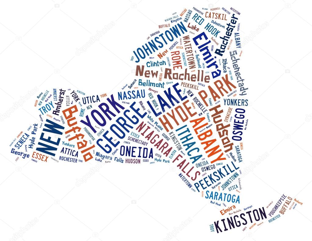 Word Cloud showing the cities in New York