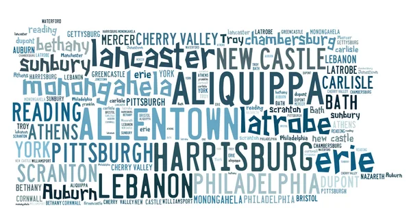 Word cloud with cities in Pennsylvania — Stock Photo, Image