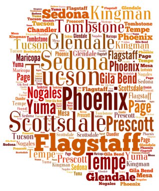 Word şehirler Arizona'da gösterilen bulut