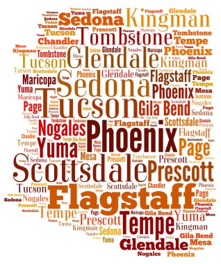 Word Cloud showing cities in Arizona clipart