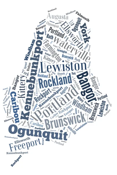 Word Cloud showing cities in Maine — Stock Photo, Image