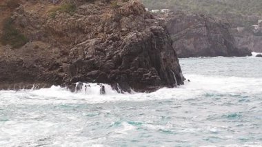 Soller, port de soller, fırtına, cesur deniz, palma de mallorca, balearic adalar. İspanya, Avrupa