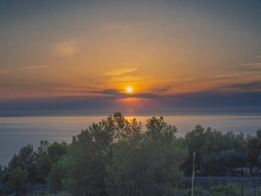 Sahilde gün batımı, Mayorka, Palma, Balearic Adaları, İspanya