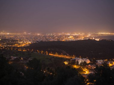 Palma de mallorca 'da panoramik günbatımı manzarası, balear adaları, Akdeniz, Avrupa