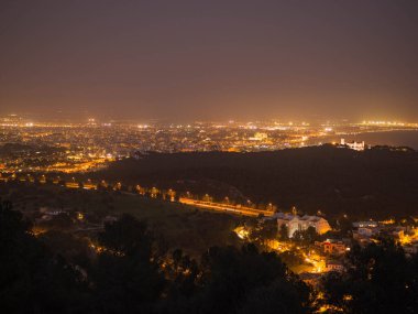 Palma de mallorca 'da panoramik günbatımı manzarası, balear adaları, Akdeniz, Avrupa