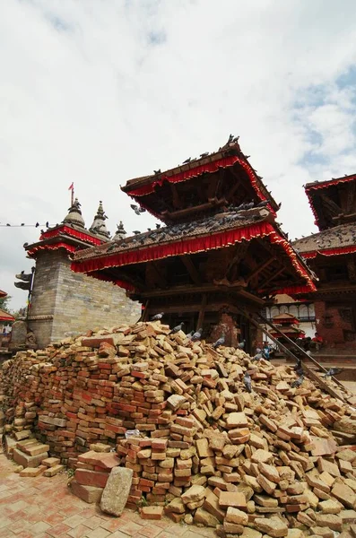 Nação Nepal Após Terremoto Que Destruiu Muitos Seus Templos Casas — Fotografia de Stock