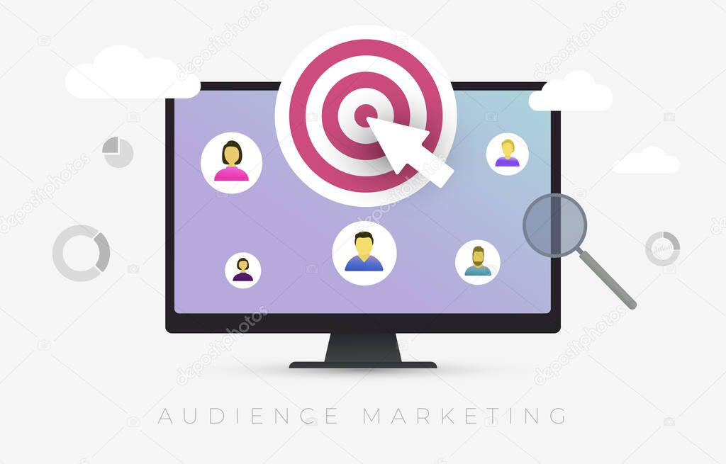 Audience Marketing segmentation. Target market, customer care, human resources recruit and customer analysis concept vector illustration
