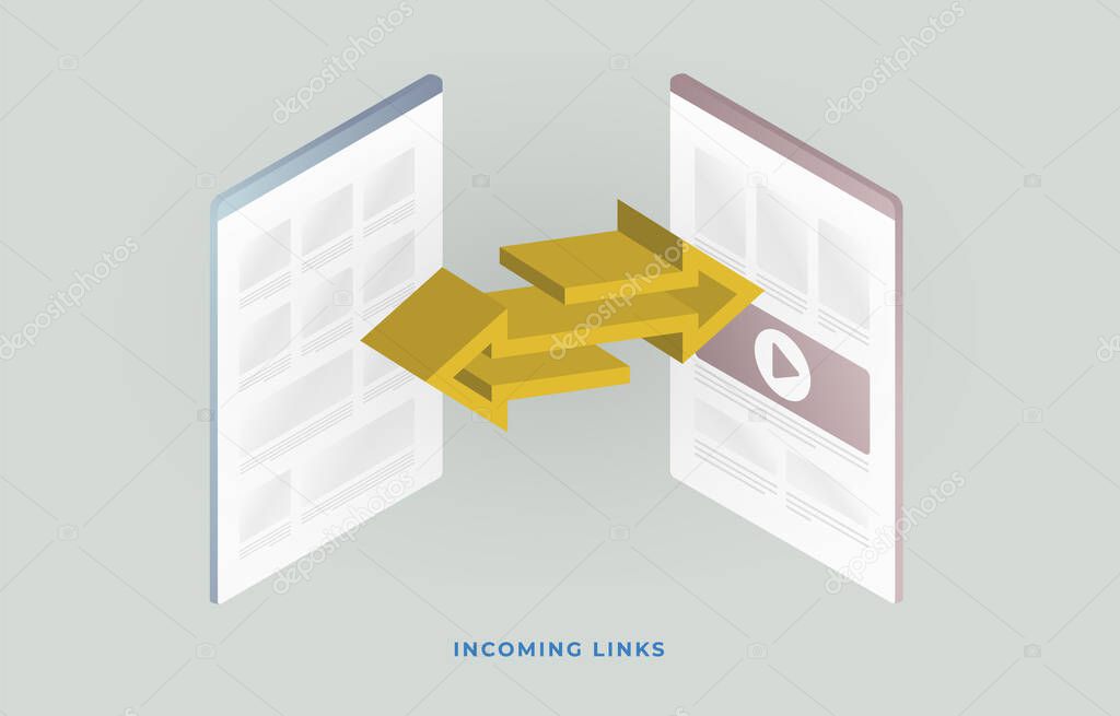 Backlinks or website inbound links. Incoming Links SEO strategy illustration concept - most important marketing elements in search engine optimization