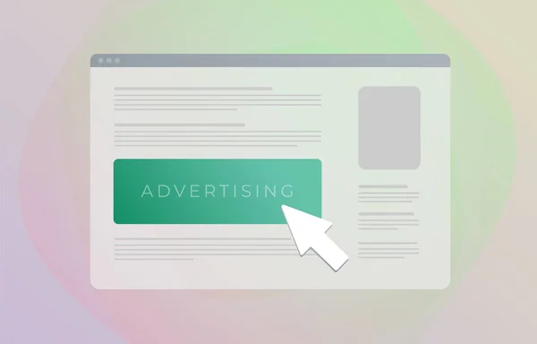 Programmatic Advertising and Targeting Concepto de marketing nativo. Compra y venta automatizada entrante de bloque de banner de espacio publicitario en línea en el navegador de Internet. — Archivo Imágenes Vectoriales