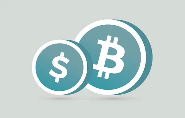 USD en Bitcoin BTC Valuta munt business icon concept. — Stockvector