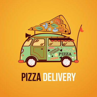 Pizza yemek kamyon şehir otomobili