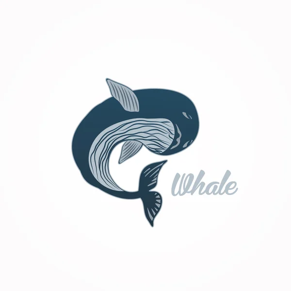 Ilustrasi ikon ikan paus - Stok Vektor