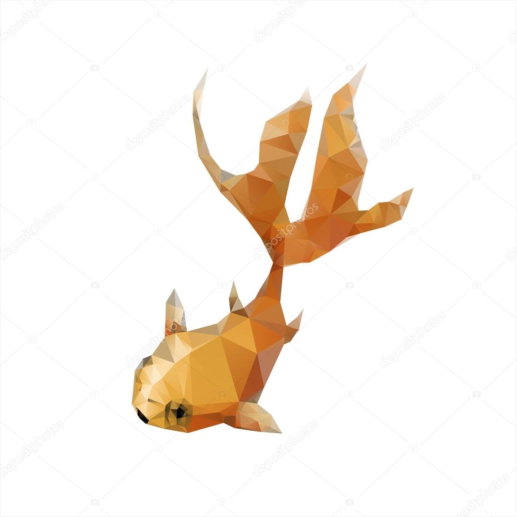 Golden fish abstract isolated on a white background, vector illustration