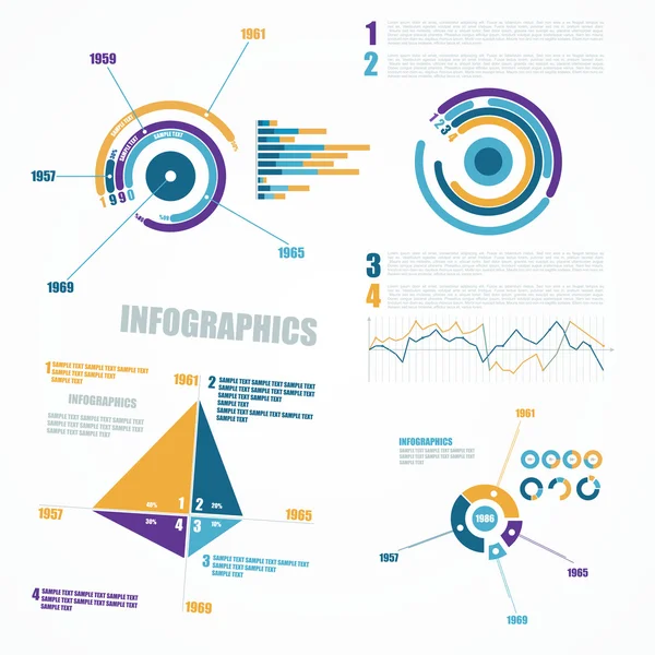 Elementos de infografía en un círculo — Vector de stock