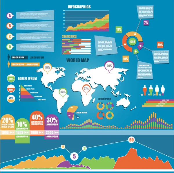 World Map and Information Graphics — Stock Vector