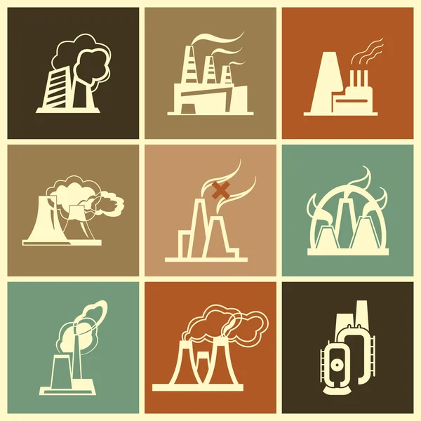 Industrial Factory Icons — Stock Vector