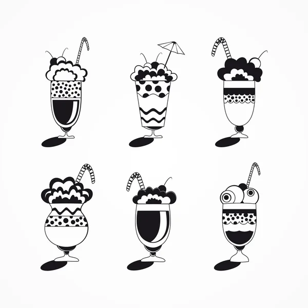 Ice cream in glass desserts — Stock Vector