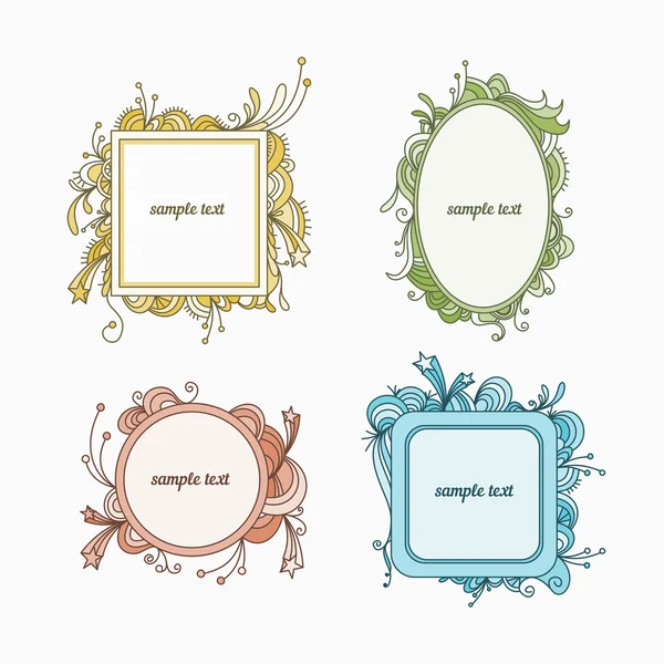 4 doodle frames — Stock Vector