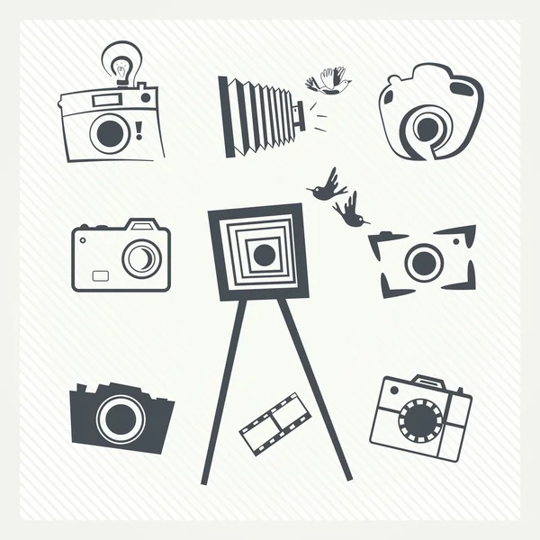 Set icona fotocamera fotografica — Vettoriale Stock