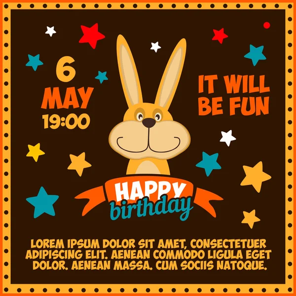 Birthday Invitation with cute bunny — Stock Vector