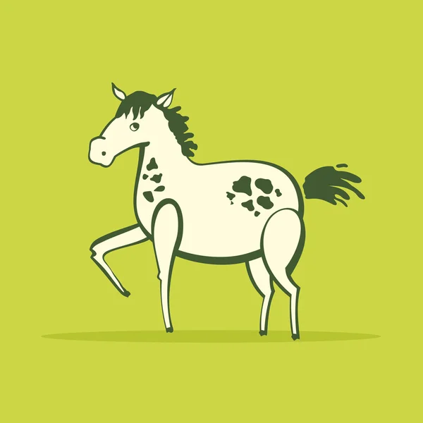Cartoon horse on green — Stock Vector