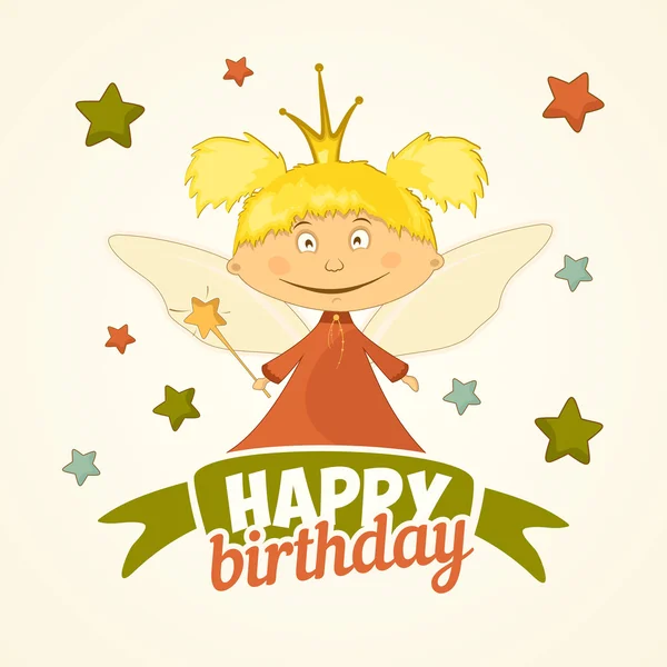 Birthday greeting card with Princess — Stock Vector