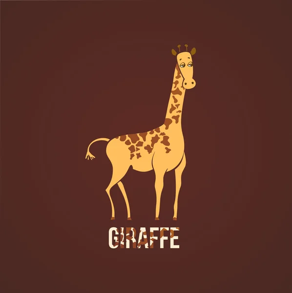 Cute giraffe on brown — Stock Vector