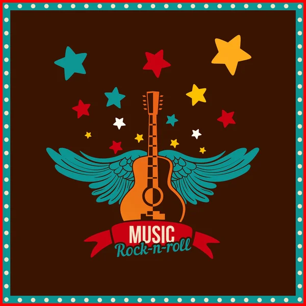Guitar and wings, music theme — Stock Vector