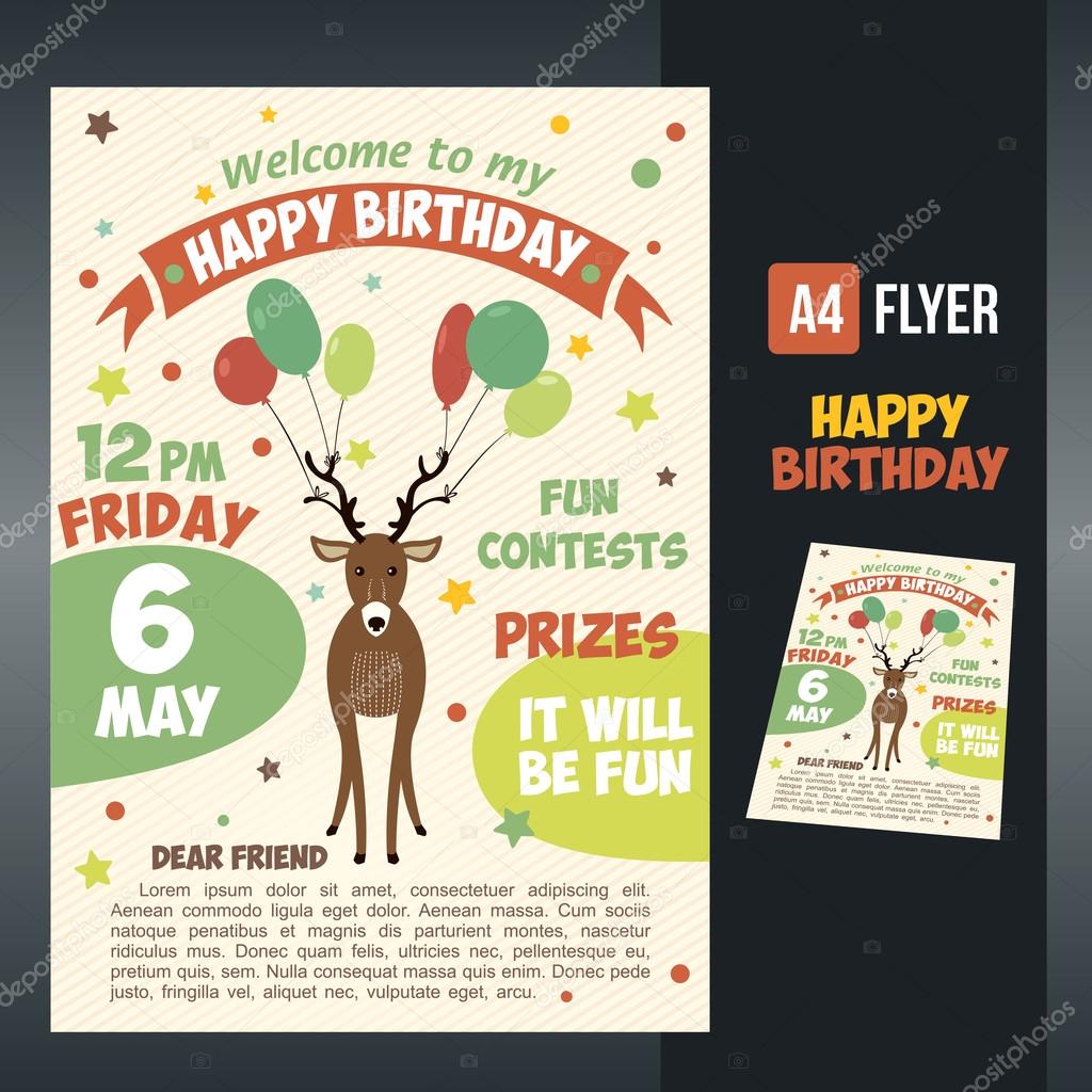 Postcard birthday with cute deer