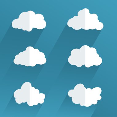 Düz tasarım bulutlar koleksiyonu