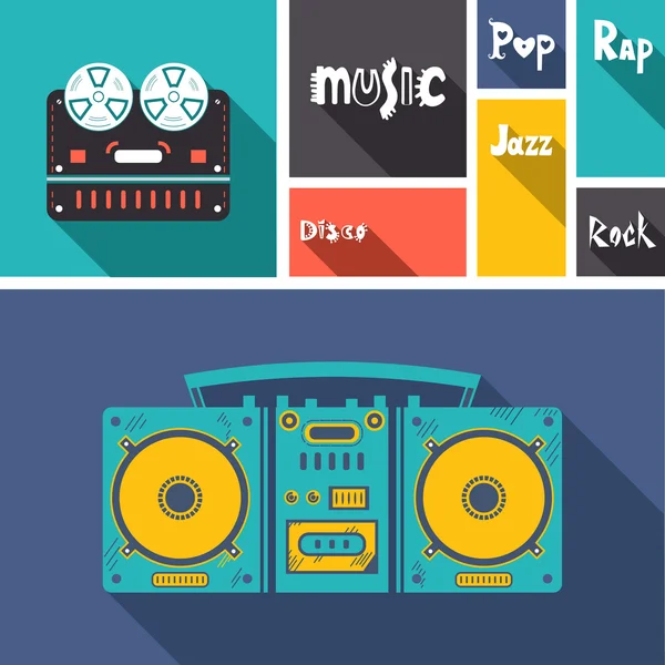 Set of flat music icons — Stock Vector