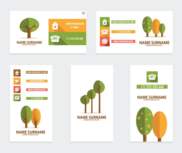 Επαγγελματικές κάρτες με δέντρα — Διανυσματικό Αρχείο