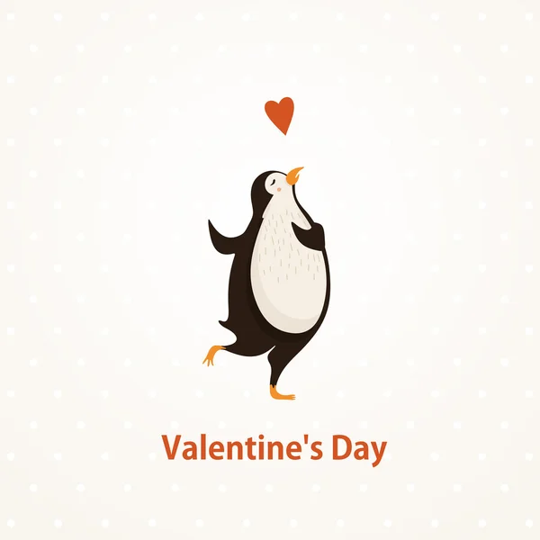 Pinguino carino con cuore — Vettoriale Stock