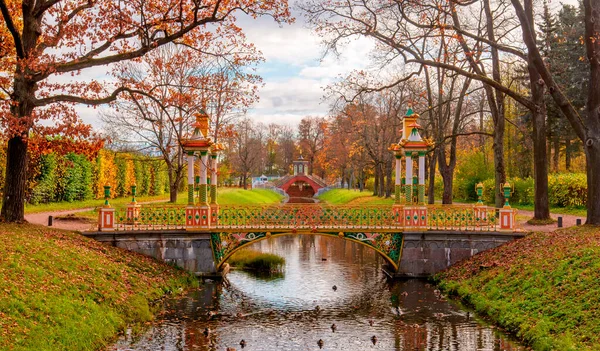 Petits Ponts Chinois Dans Parc Alexander Tsarskoe Selo Pouchkine Saint — Photo