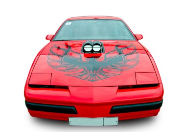 Klasik Amerikan Kas Arabası Pontiac Firebird. Beyaz arka planda izole edilmiş üçüncü nesil..