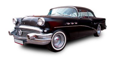 Klasik Amerikan klasik arabası Buick Special 1956 beyaz arka planda izole.